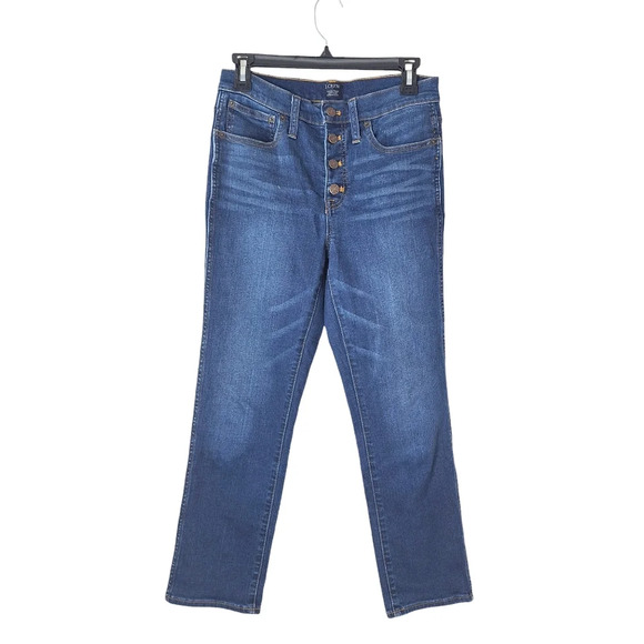J.Crew Sz‎ 27 Blue High-Rise Vintage Straight Button-Fly Denim Jeans - Picture 1 of 14